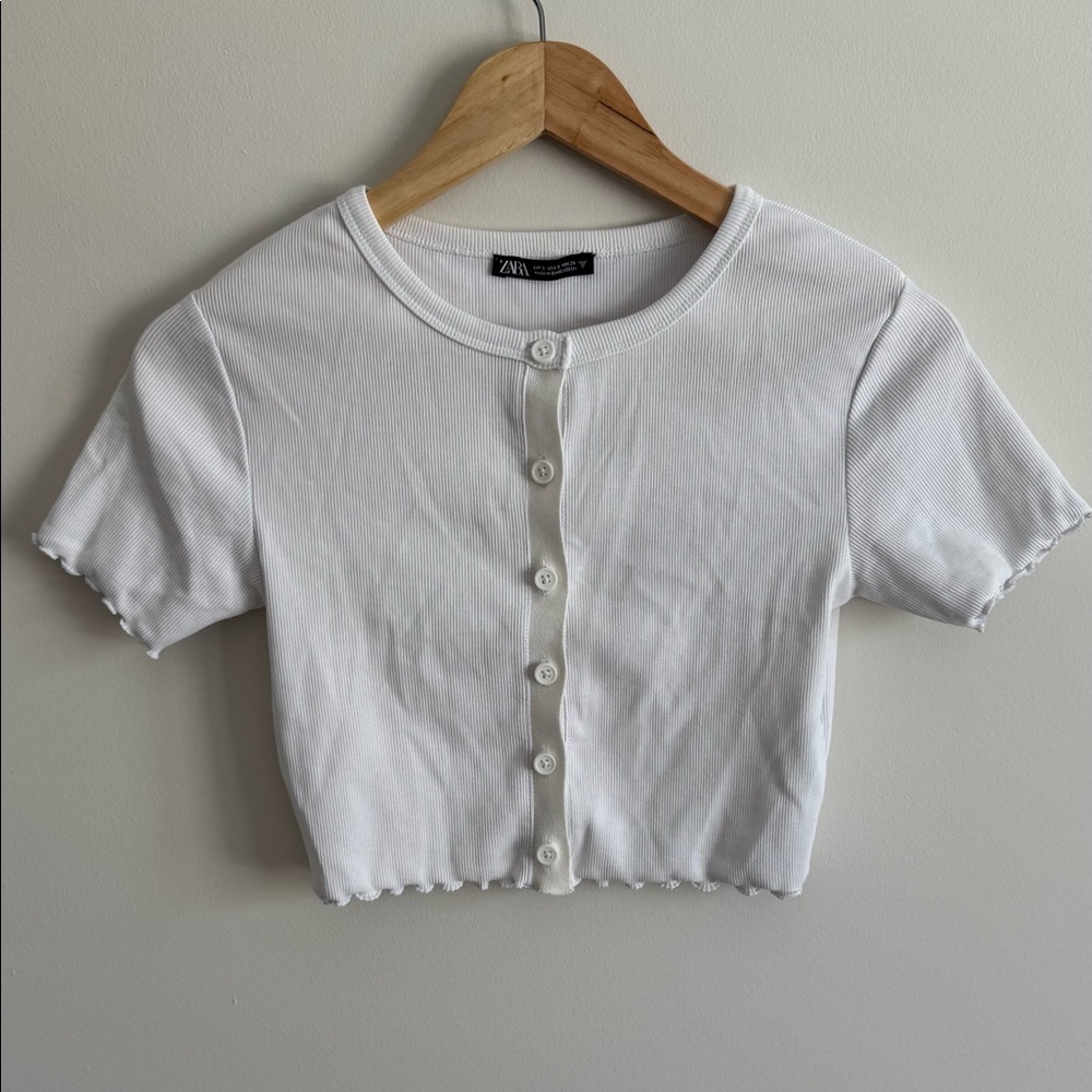 Zara white crop top